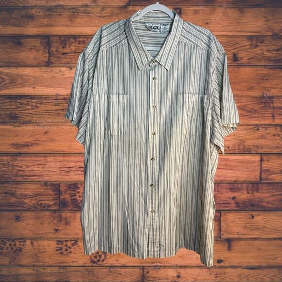 5 for $25🔥King Size White Vertical Striped Button Front Shirt 5XL - Picture 1 of 6